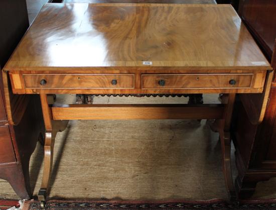 Sheraton revival mahogany and tulip wood banded sofa table
